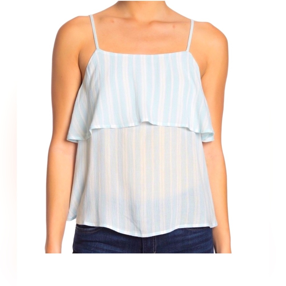 Abound Blue/White VerticalStripe Ruffle Cami Size S